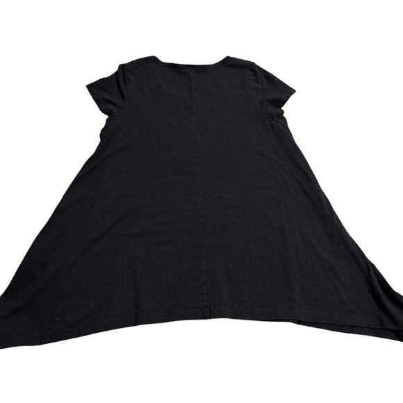 Bryn Walker Shirt Tunic Top Trapeze Short Sleeve Stretch Womens Large Black USA - Picture 5 of 8